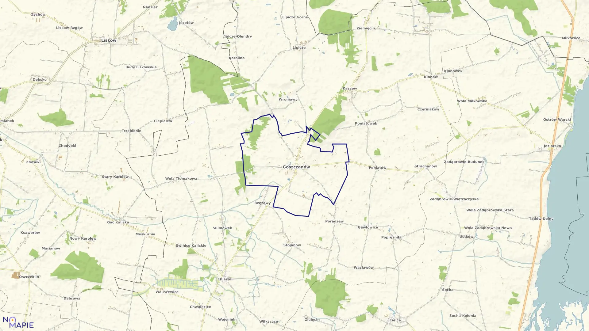 Mapa obrębu GOSZCZANÓW w gminie Goszczanów