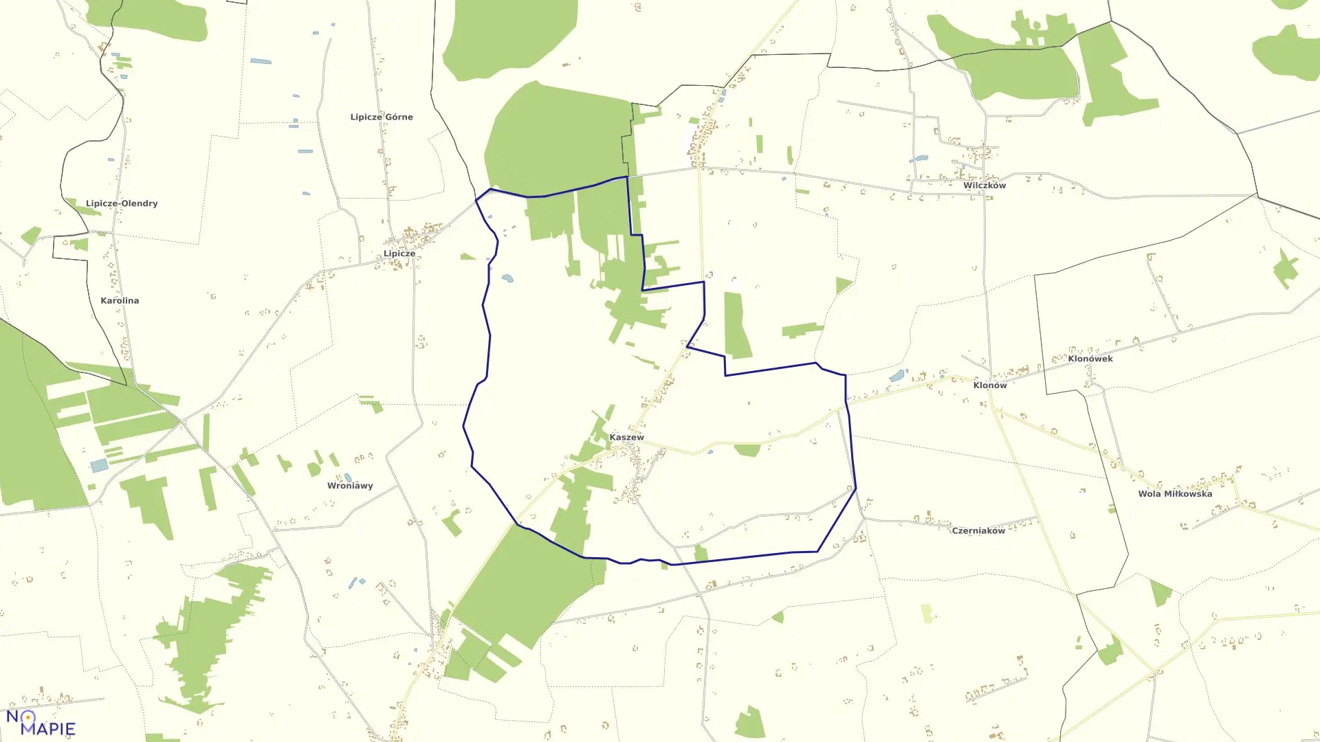 Mapa obrębu KASZEW w gminie Goszczanów