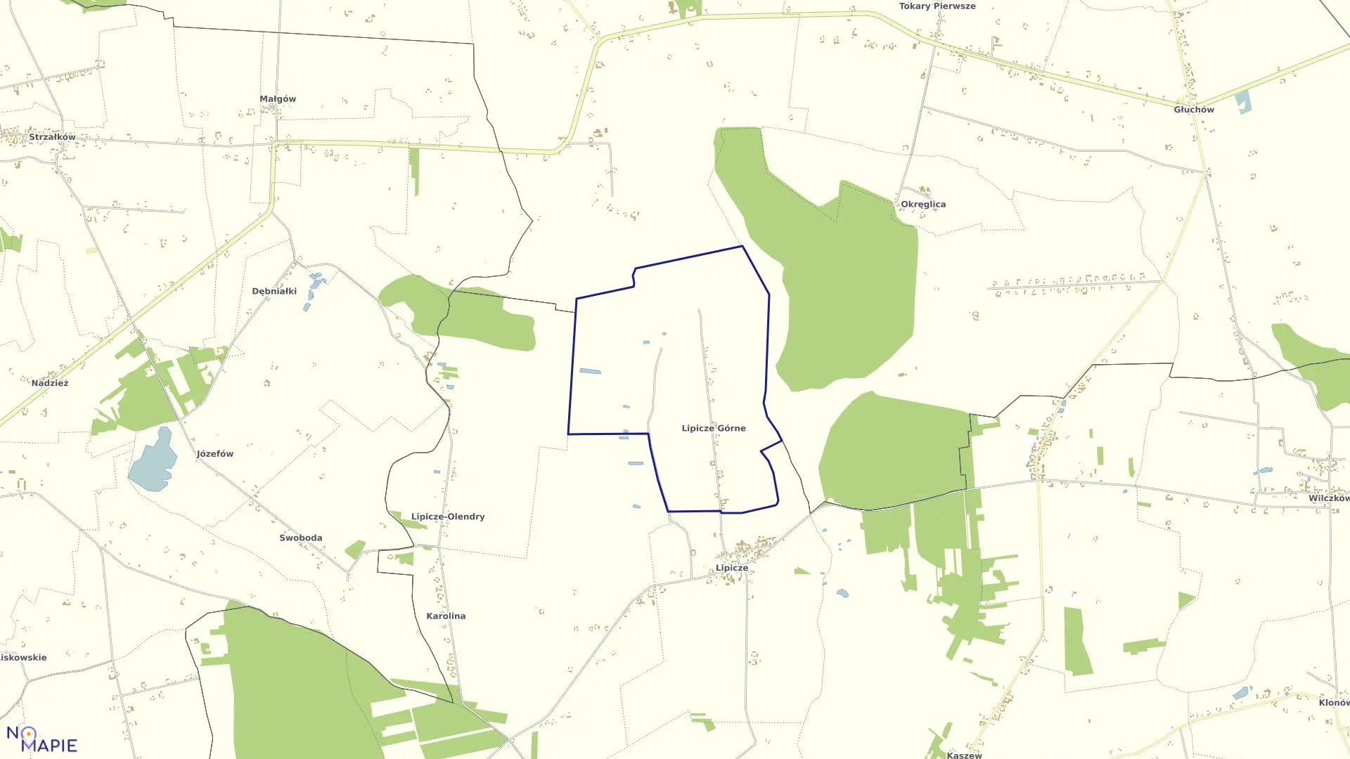 Mapa obrębu LIPICZE GÓRNE w gminie Goszczanów